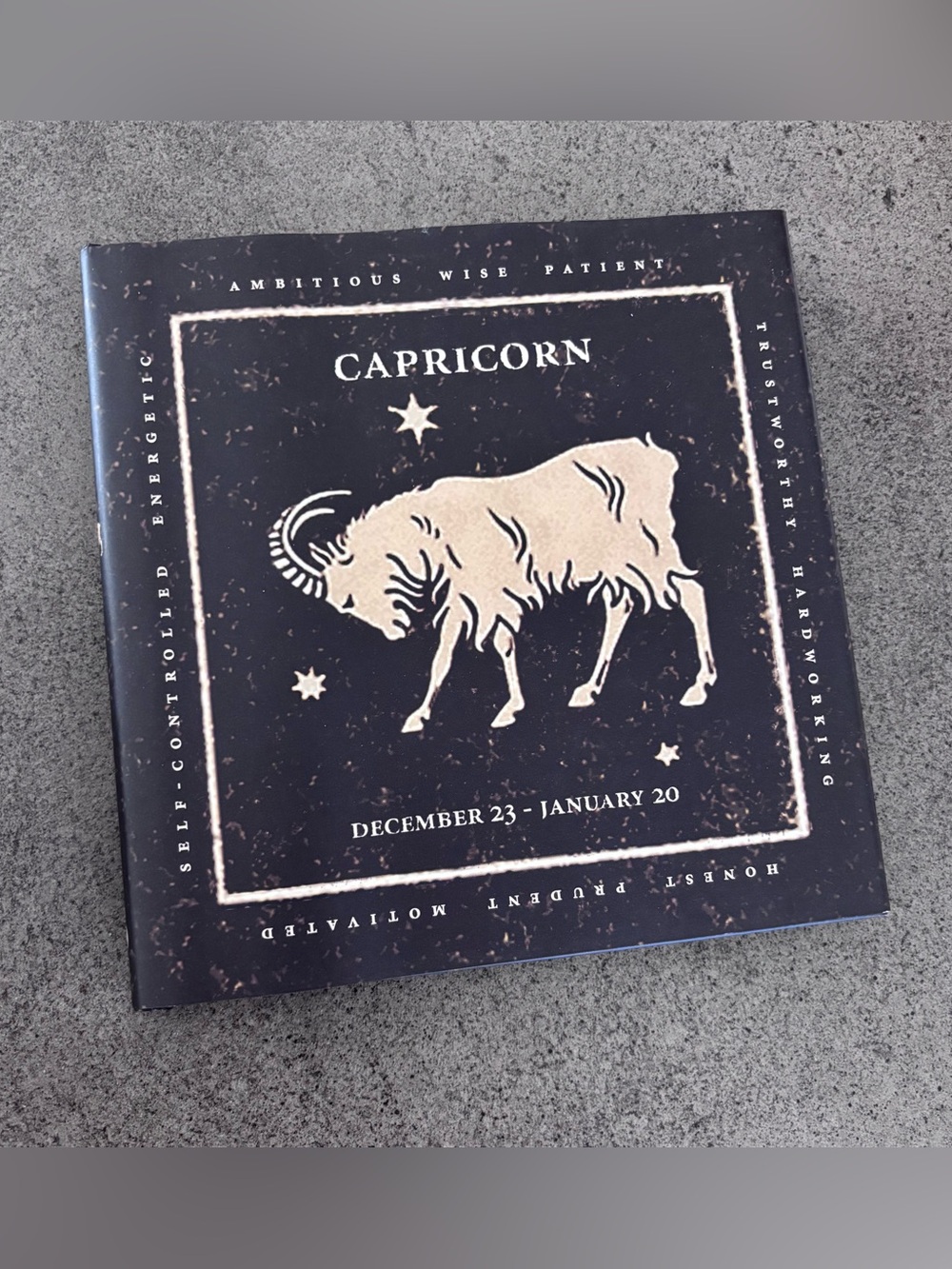 Capricorn Zodiac Vintage Mini Book Black and Cream